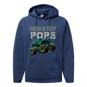 Monster Truck Pops Family Matching Monster Truck Lovers Performance Fleece Hoodie