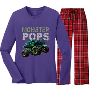 Monster Truck Pops Family Matching Monster Truck Lovers Women's Long Sleeve Flannel Pajama Set 