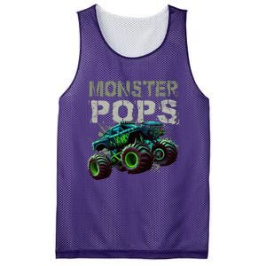 Monster Truck Pops Family Matching Monster Truck Lovers Mesh Reversible Basketball Jersey Tank