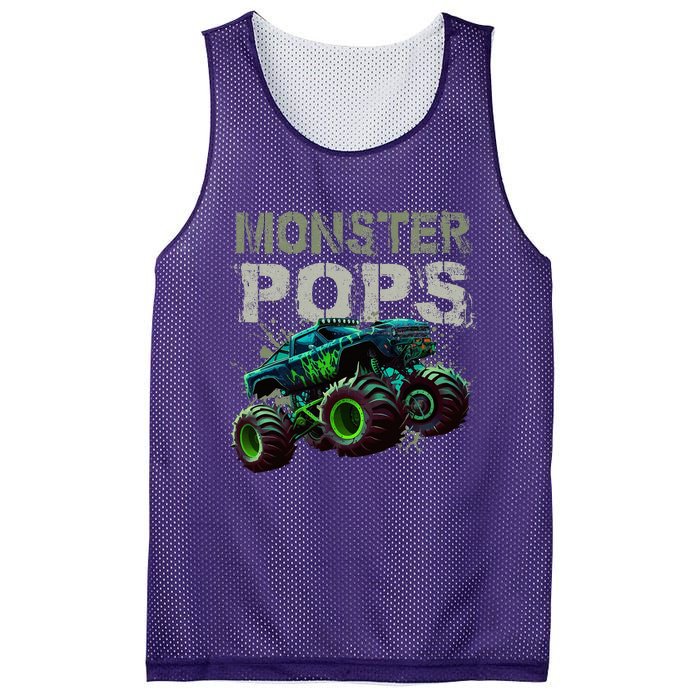 Monster Truck Pops Family Matching Monster Truck Lovers Mesh Reversible Basketball Jersey Tank