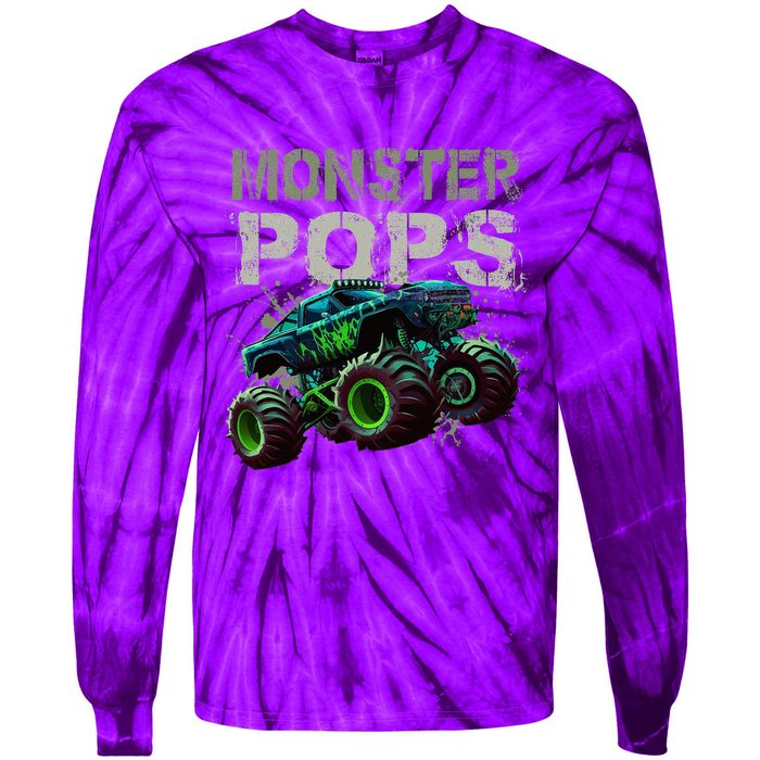 Monster Truck Pops Family Matching Monster Truck Lovers Tie-Dye Long Sleeve Shirt