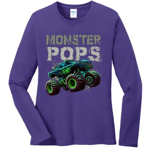 Monster Truck Pops Family Matching Monster Truck Lovers Ladies Long Sleeve Shirt