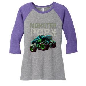 Monster Truck Pops Family Matching Monster Truck Lovers Women's Tri-Blend 3/4-Sleeve Raglan Shirt