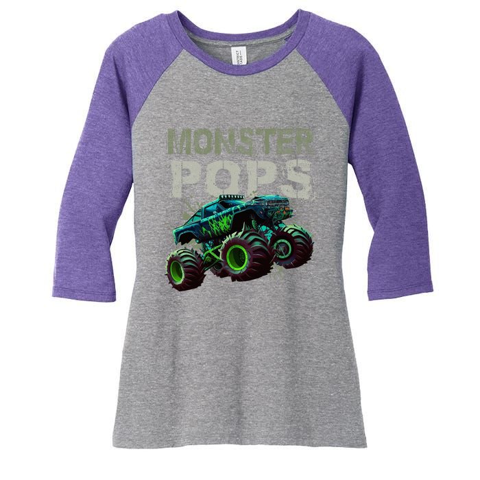 Monster Truck Pops Family Matching Monster Truck Lovers Women's Tri-Blend 3/4-Sleeve Raglan Shirt