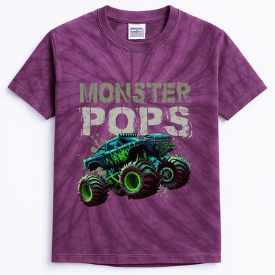 Monster Truck Pops Family Matching Monster Truck Lovers Kids Tie-Dye T-Shirt