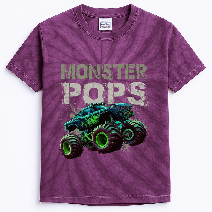 Monster Truck Pops Family Matching Monster Truck Lovers Kids Tie-Dye T-Shirt