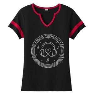 Music Therapist Postive Vibes for Music Lovers and DJs Ladies Halftime Notch Neck Tee