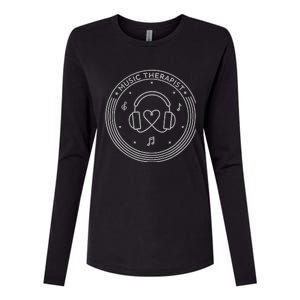 Music Therapist Postive Vibes for Music Lovers and DJs Womens Cotton Relaxed Long Sleeve T-Shirt