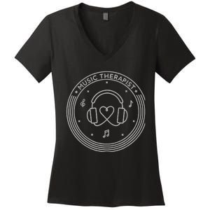 Music Therapist Postive Vibes for Music Lovers and DJs Women's V-Neck T-Shirt