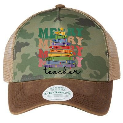 Merry Teacher Pencils Christmas Tree Legacy Tie Dye Trucker Hat