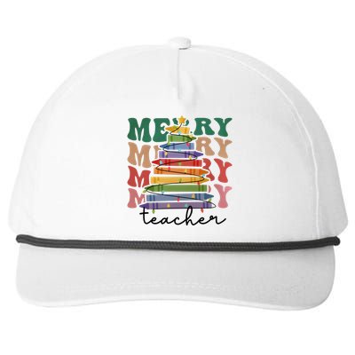 Merry Teacher Pencils Christmas Tree Snapback Five-Panel Rope Hat