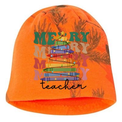 Merry Teacher Pencils Christmas Tree Kati - Camo Knit Beanie