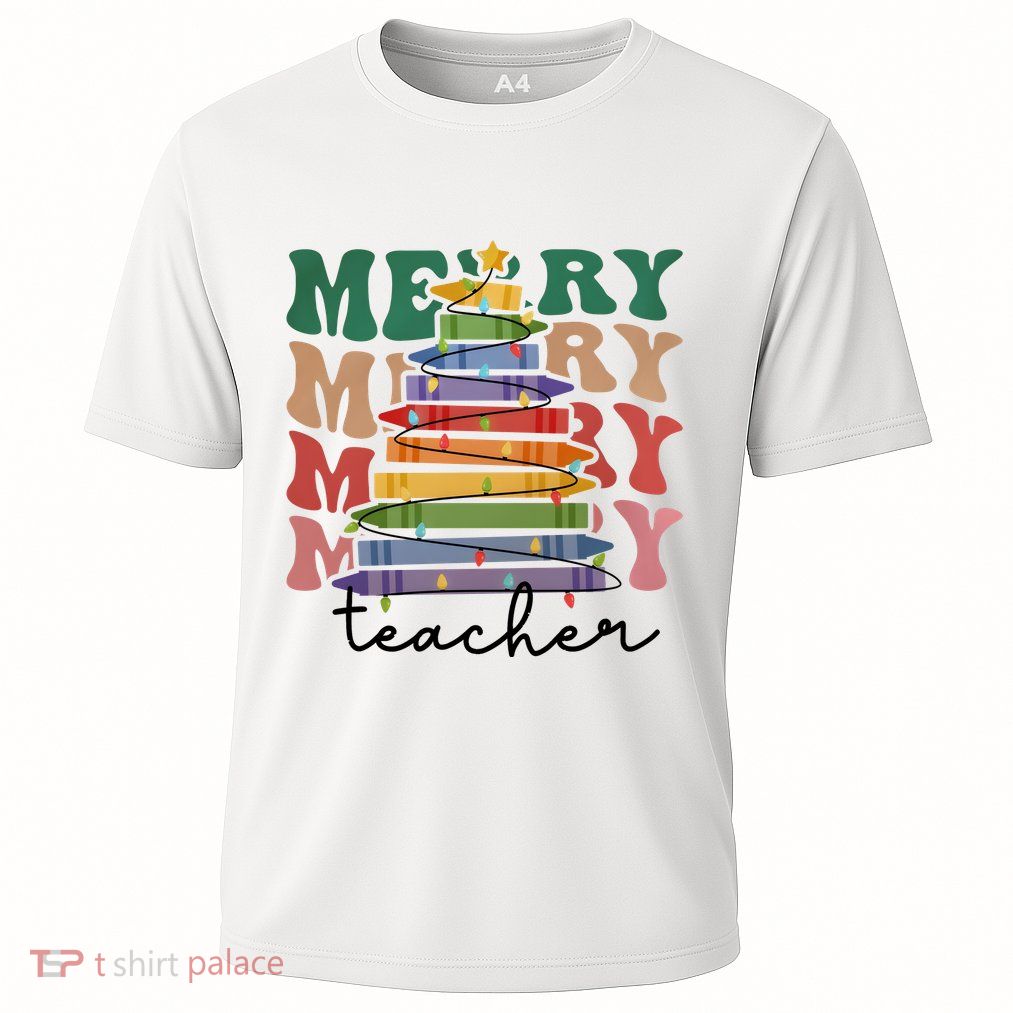 Merry Teacher Pencils Christmas Tree Performance Shirt