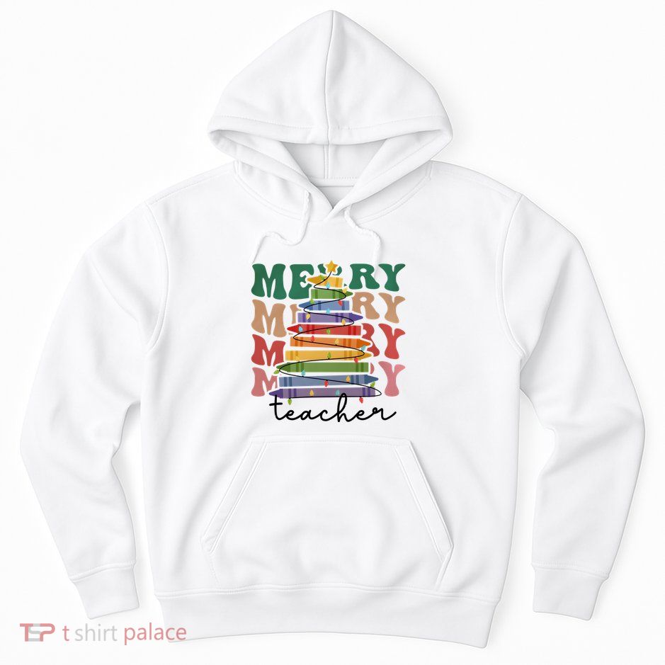 Merry Teacher Pencils Christmas Tree Hoodie