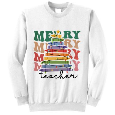 Merry Teacher Pencils Christmas Tree Sweatshirt