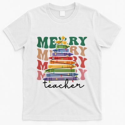 Merry Teacher Pencils Christmas Tree T-Shirt