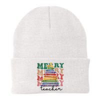 Merry Teacher Pencils Christmas Tree Knit Cap Winter Beanie