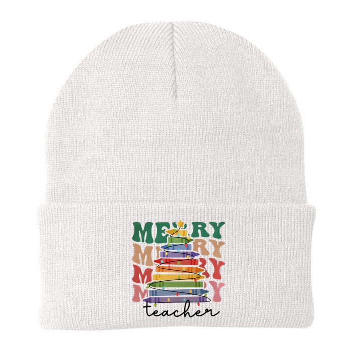 Merry Teacher Pencils Christmas Tree Knit Cap Winter Beanie