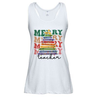 Merry Teacher Pencils Christmas Tree Ladies Essential Flowy Tank