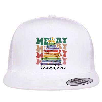 Merry Teacher Pencils Christmas Tree Flatbill Hat