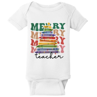 Merry Teacher Pencils Christmas Tree Baby Bodysuit