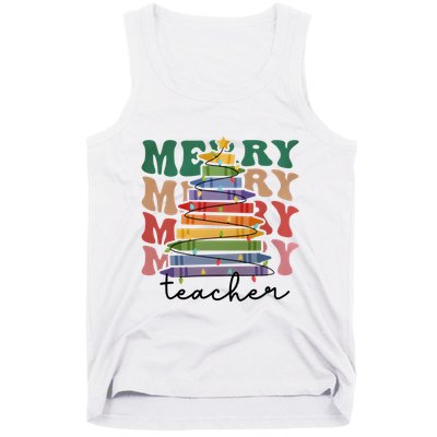 Merry Teacher Pencils Christmas Tree Tank Top