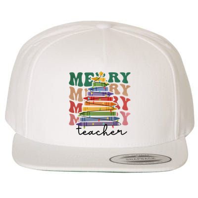 Merry Teacher Pencils Christmas Tree Wool Snapback Cap
