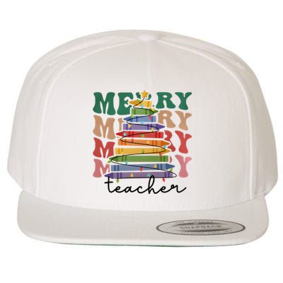 Merry Teacher Pencils Christmas Tree Wool Snapback Cap