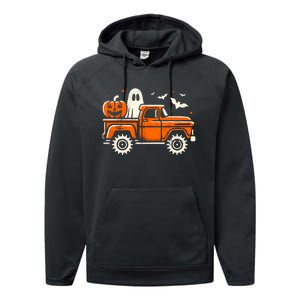 Monster Truck Pumpkin Ghost Halloween Performance Fleece Hoodie