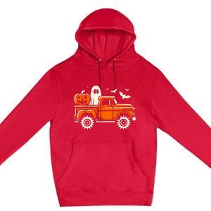 Monster Truck Pumpkin Ghost Halloween Premium Pullover Hoodie