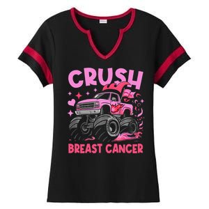 Monster Truck P.Ink Breast Cancer Awareness Gift Ladies Halftime Notch Neck Tee