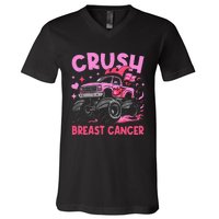 Monster Truck P.Ink Breast Cancer Awareness Gift V-Neck T-Shirt