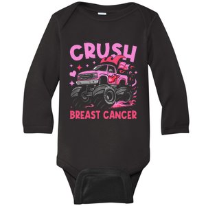 Monster Truck P.Ink Breast Cancer Awareness Gift Baby Long Sleeve Bodysuit