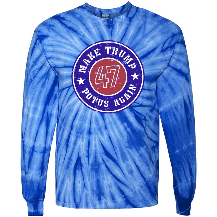 Make Trump Potus Again 2024 Tie-Dye Long Sleeve Shirt