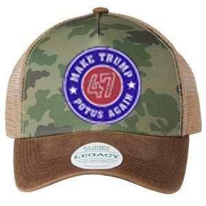 Make Trump Potus Again 47 Back And Front Legacy Tie Dye Trucker Hat