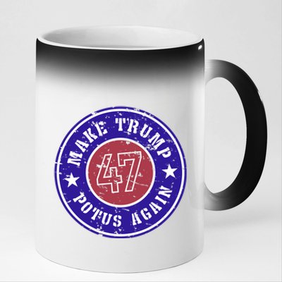 Make Trump Potus Again 47 Back And Front 11oz Black Color Changing Mug