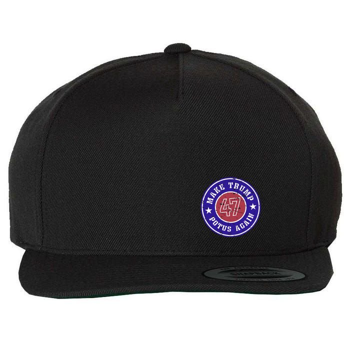 Make Trump Potus Again 47 Back And Front Wool Snapback Cap