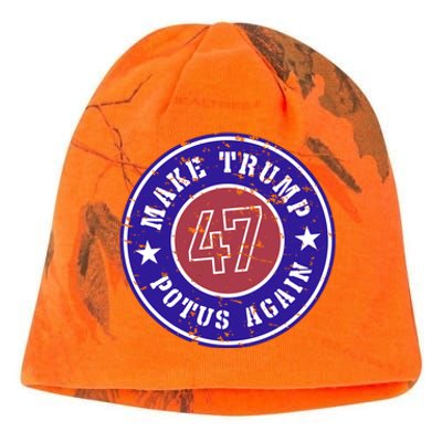 Make Trump Potus Again 47 Back And Front Kati - Camo Knit Beanie