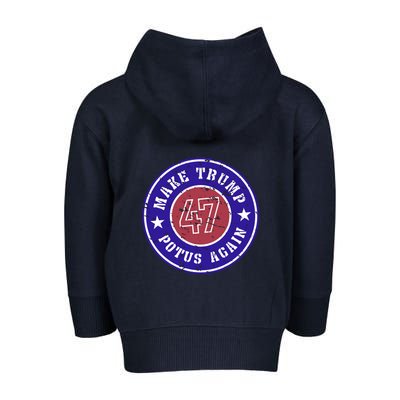 Make Trump Potus Again 47 Back And Front Toddler Zip Fleece Hoodie