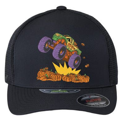 Monster Truck Pumpkin Patch Flexfit Unipanel Trucker Cap