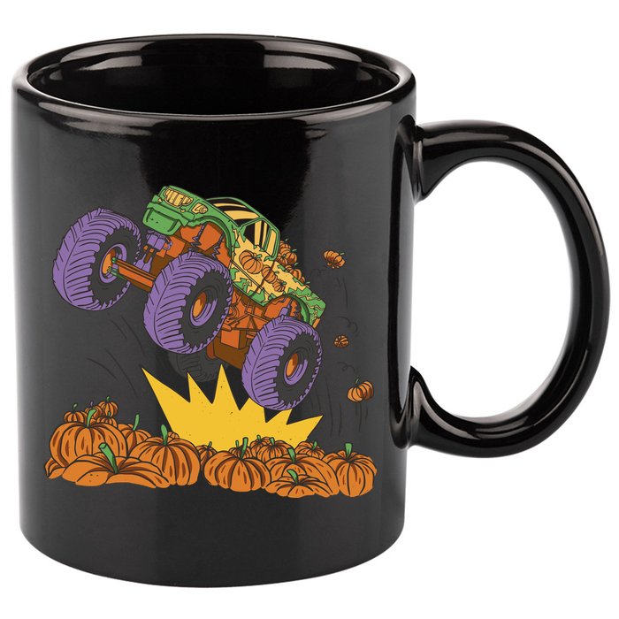 Monster Truck Pumpkin Patch 11oz C Handle Ceramic Mug