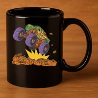 Monster Truck Pumpkin Patch 11oz C Handle Ceramic Mug