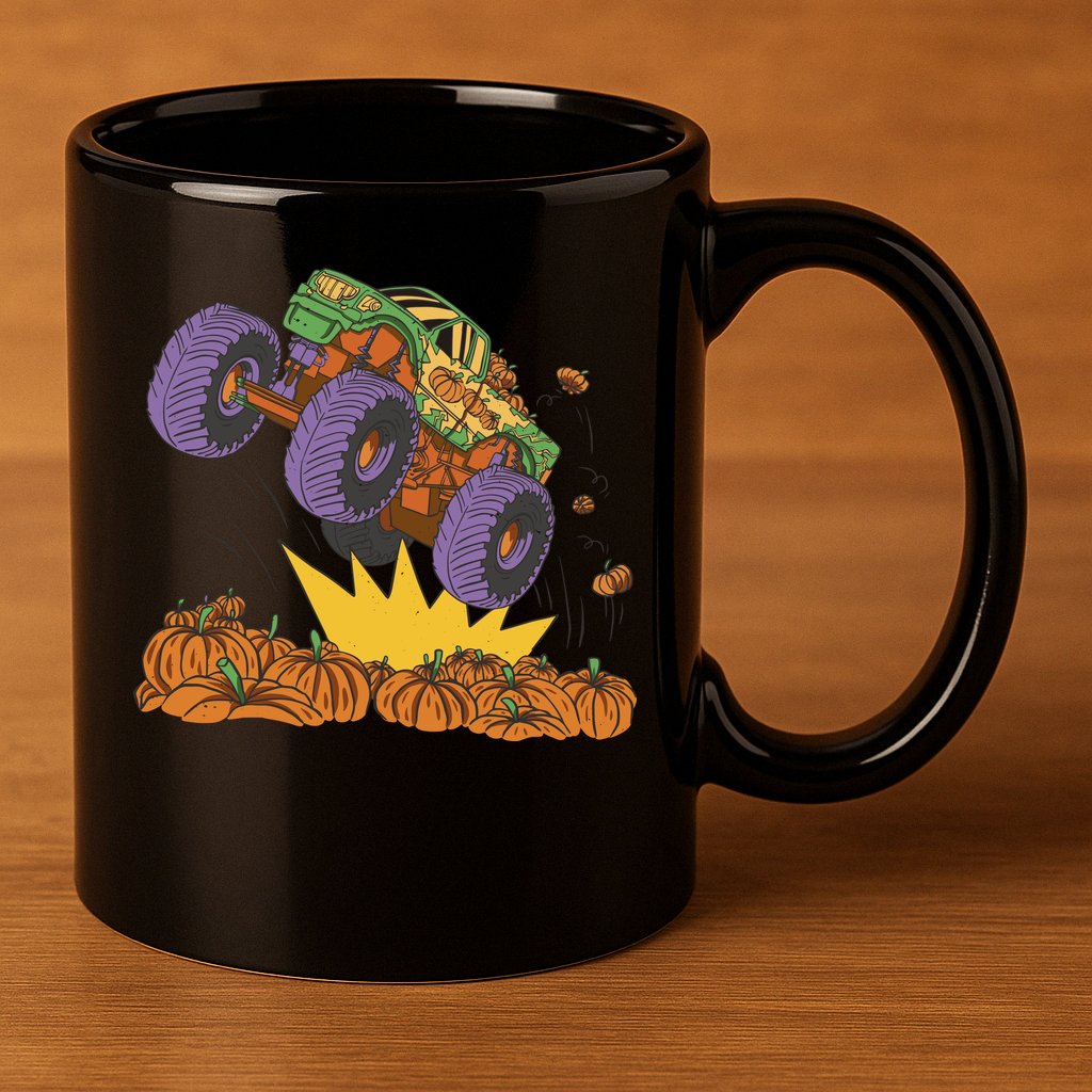 Monster Truck Pumpkin Patch 11oz C Handle Ceramic Mug