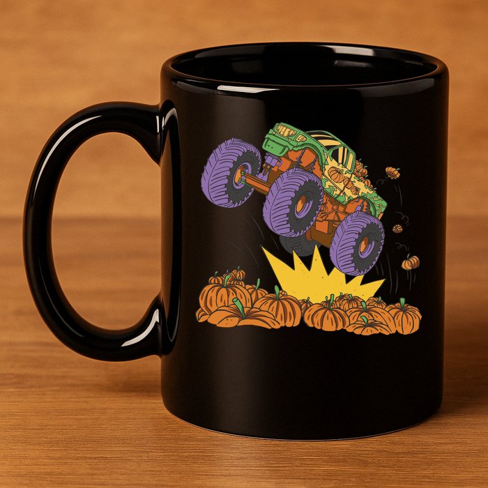 Monster Truck Pumpkin Patch 11oz C Handle Ceramic Mug