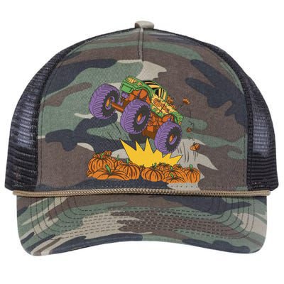 Monster Truck Pumpkin Patch Retro Rope Trucker Hat Cap