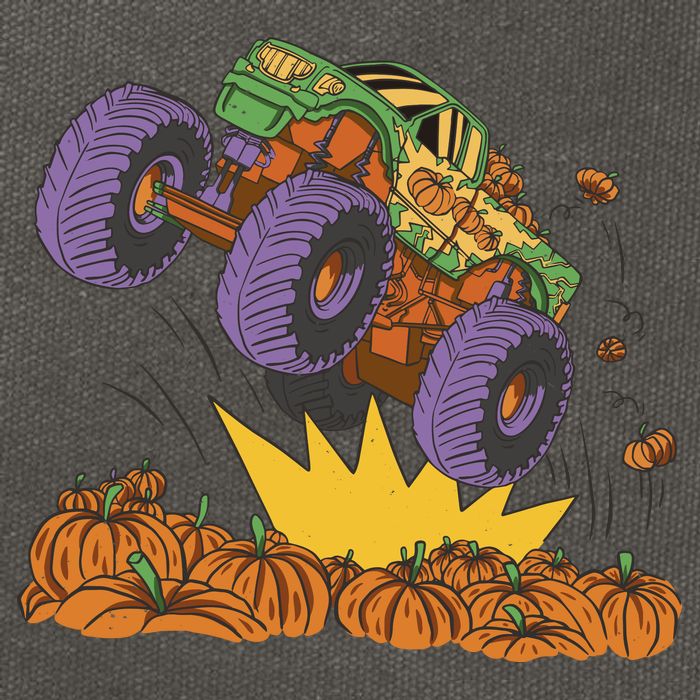 Monster Truck Pumpkin Patch Cotton Canvas Backpack