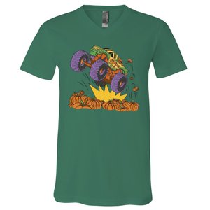 Monster Truck Pumpkin Patch V-Neck T-Shirt