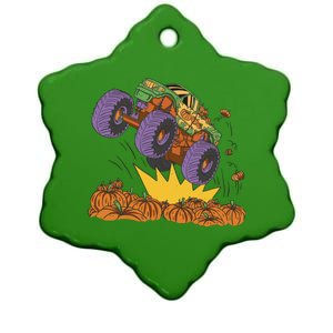 Monster Truck Pumpkin Patch Ceramic Star Ornament