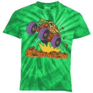 Monster Truck Pumpkin Patch Kids Tie-Dye T-Shirt