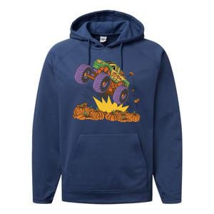 Monster Truck Pumpkin Patch Performance Fleece Hoodie